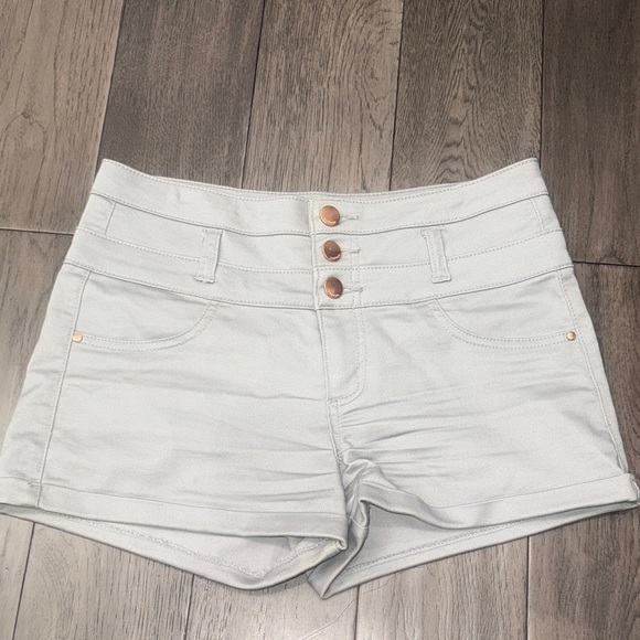 refuge Pants - Women's light gray stretch high waisted Denim like Shorts